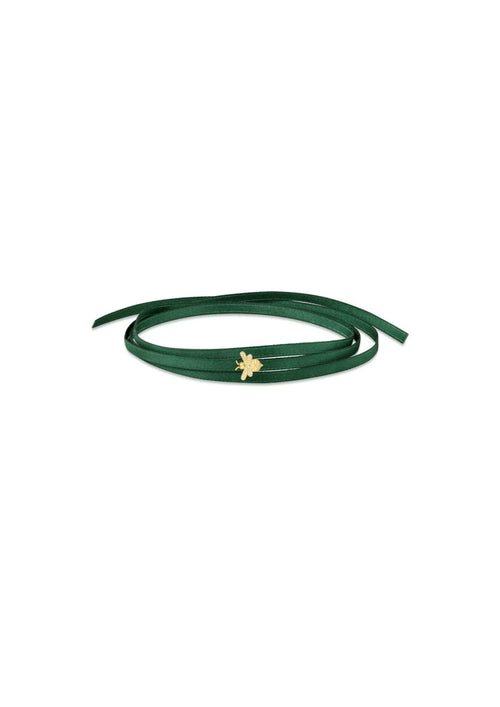 BRACELET RAS DE COU ABEILLE EN SATIN VERT