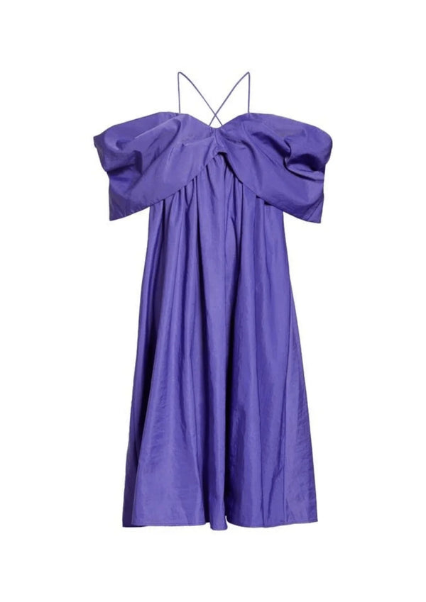 ROBE MIDI VIOLETTE À ÉPAULES DÉNUDÉES
