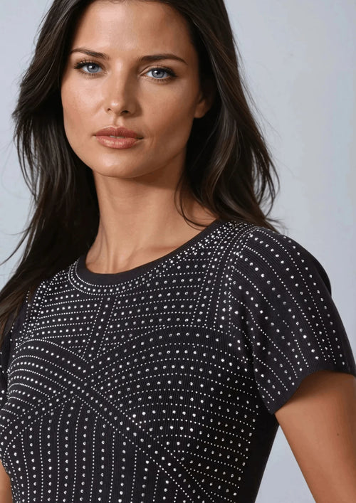 BLACK EMBELLISHED CROP TOP