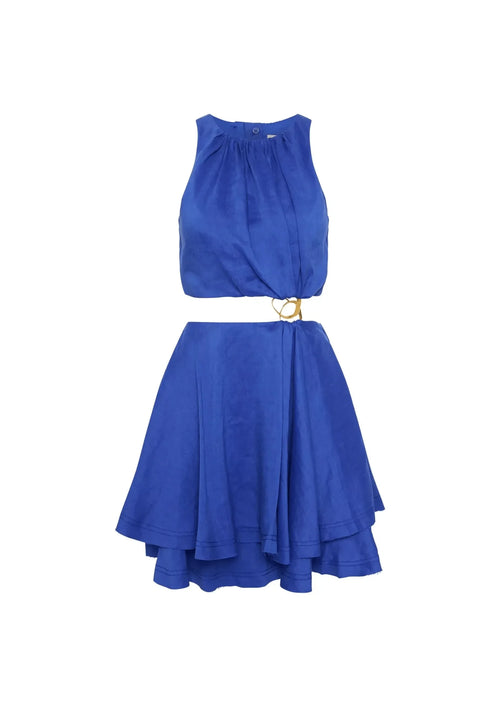 ROBE MINI BLEUE À ANNEAUX DÉCOUPÉS