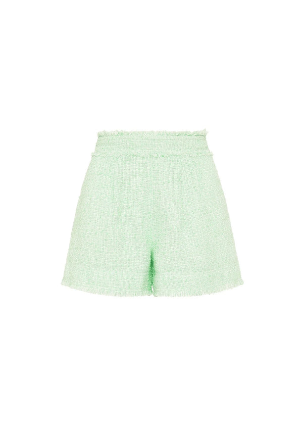 GREEN EMMELINE TWEED SHORTS