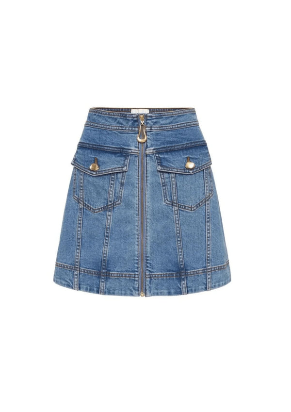 MELODY DENIM ZIP MINI SKIRT