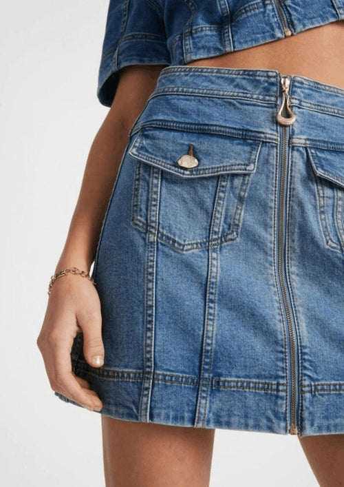 MELODY DENIM ZIP MINI SKIRT