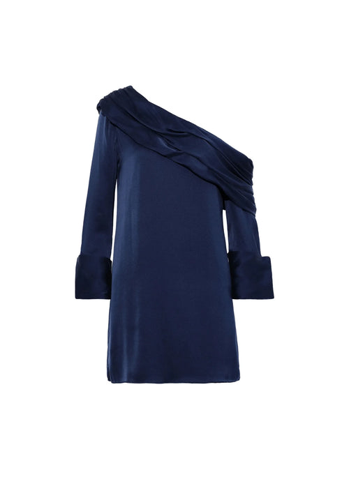 DARK BLUE ONE-SHOULDER DRESS