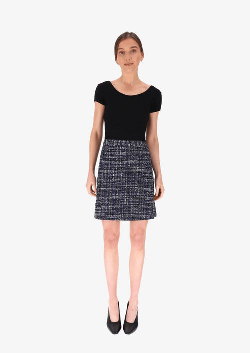 MINI-JUPE EN TWEED BLEU MARINE