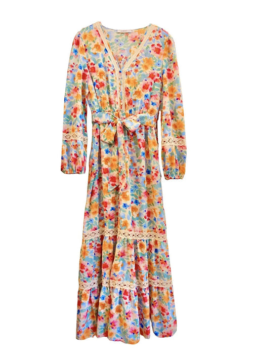 MULTICOLORED FLORAL MAXI DRESS