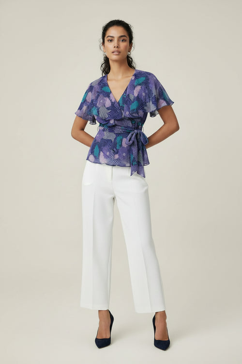 SHORT-SLEEVED SILK BLOUSE