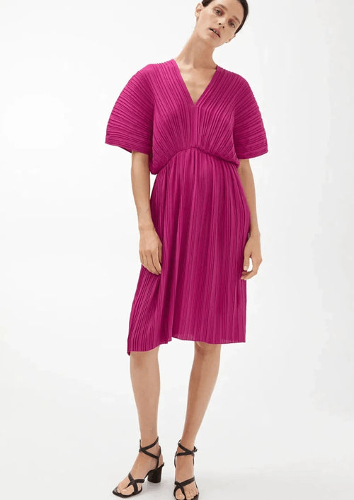 FUCHSIA SHORT PLEATED DRESS