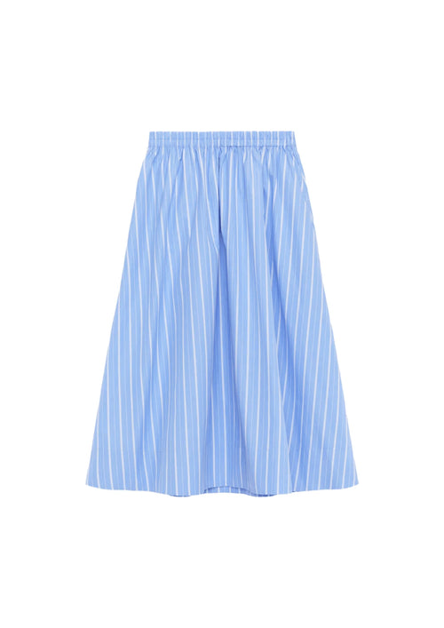 BLUE STRIPED MIDI SKIRT