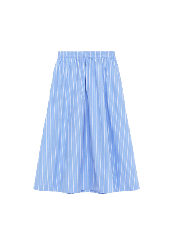 BLUE STRIPED MIDI SKIRT