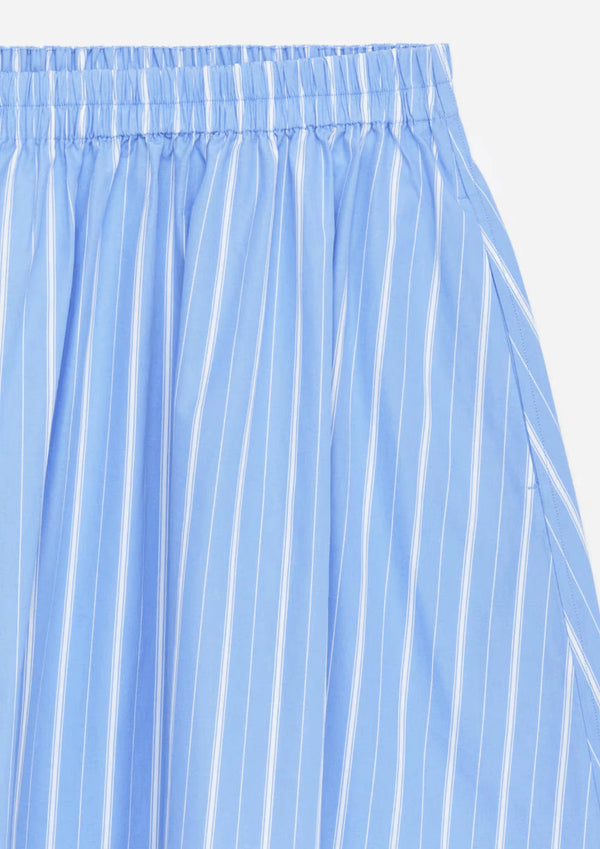 BLUE STRIPED MIDI SKIRT