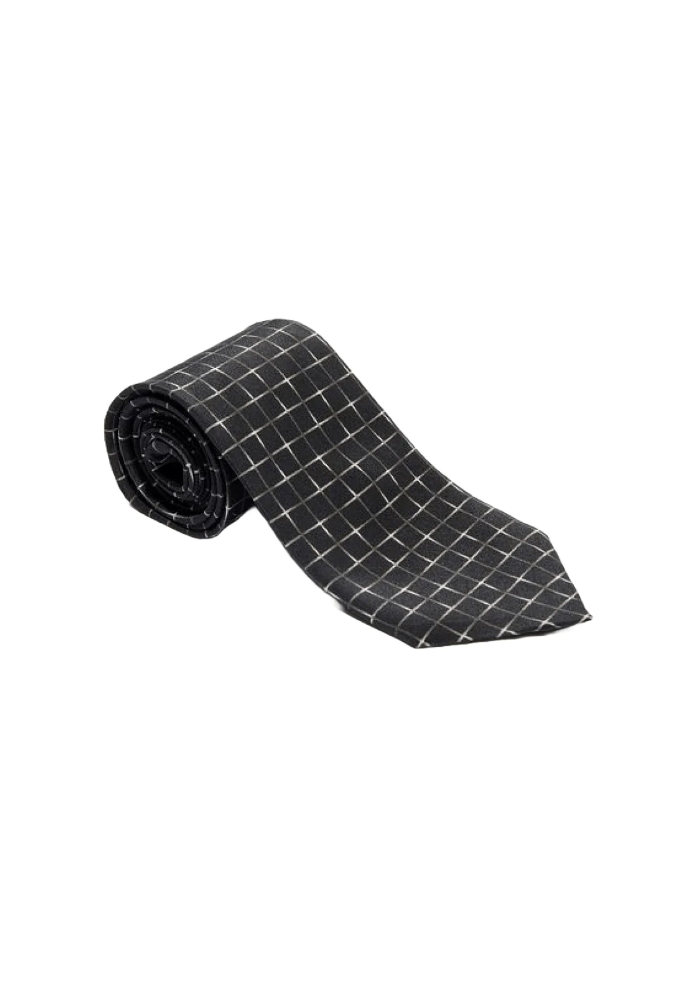 Cravate à carreaux noirs et gris