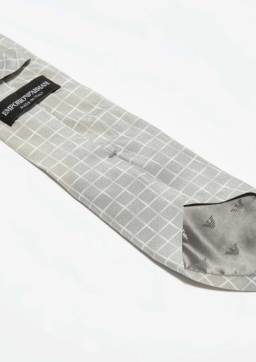 GREY CHECKERED SILK TIE