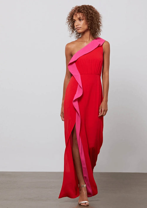 HARPER ONE-SHOULDER RUFFLE GOWN