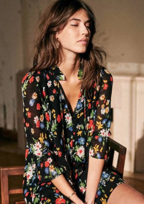 BLACK FLORAL INDIA DRESS