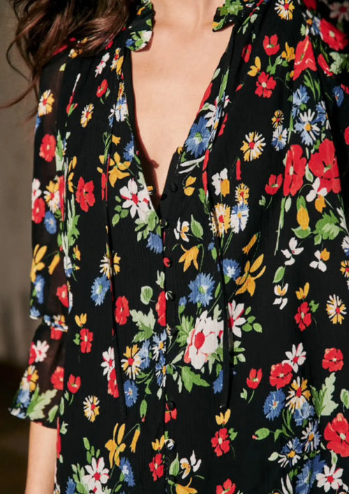 ROBE INDIENNE À FLEURS NOIRES