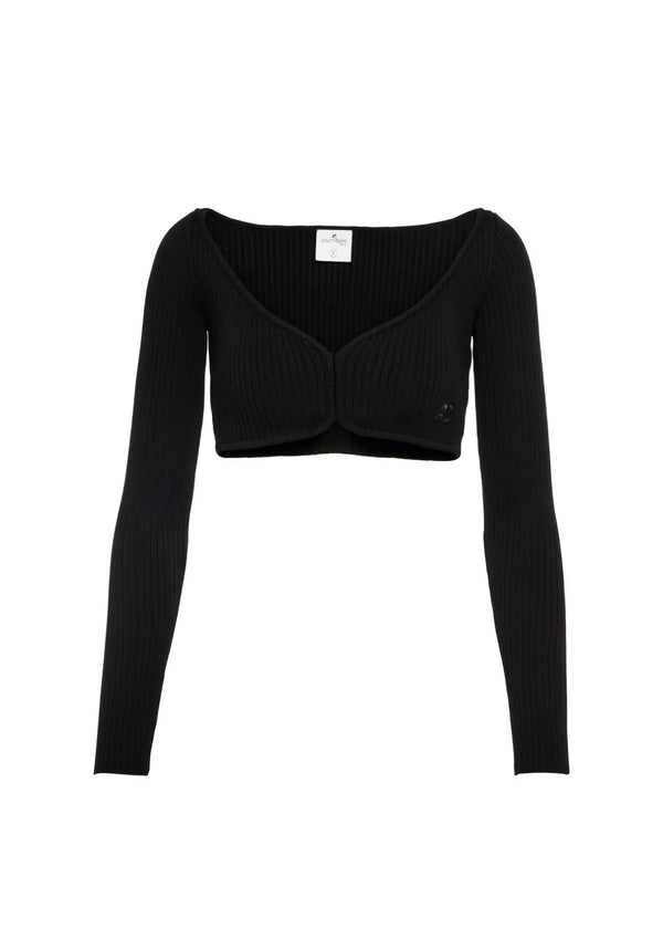 BLACK RIB KNIT CROP TOP