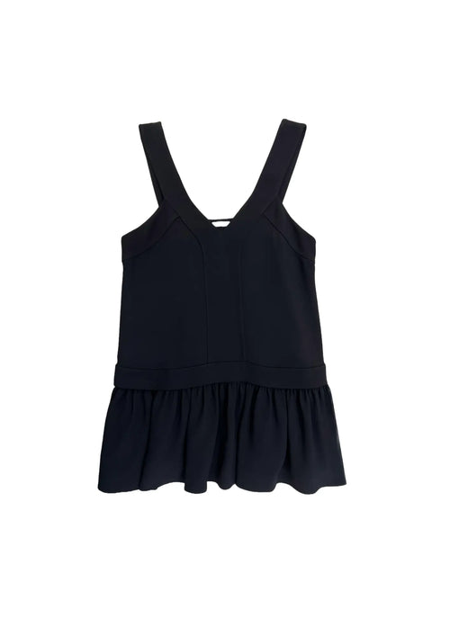 SCHWARZES TOP MIT RÜSCHEN