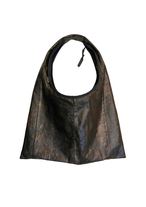BRONZE SNAKEPRINT TRIANGLE BAG