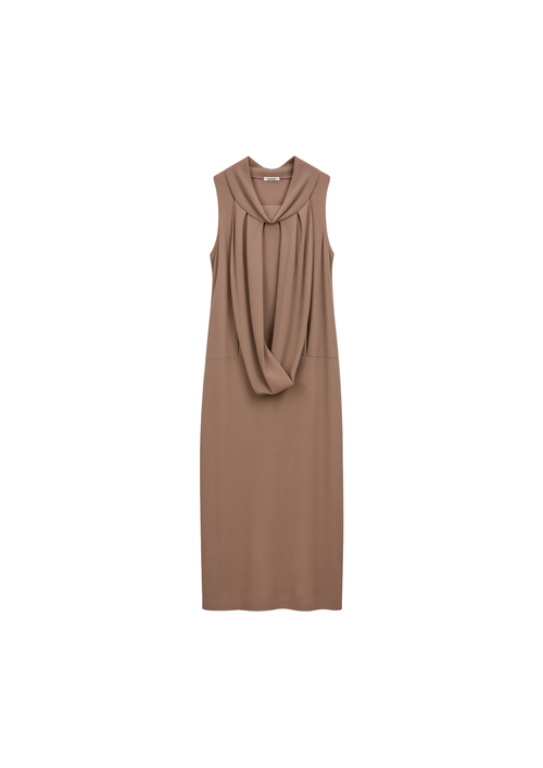 BROWN DRESS W/MAXI COLLAR