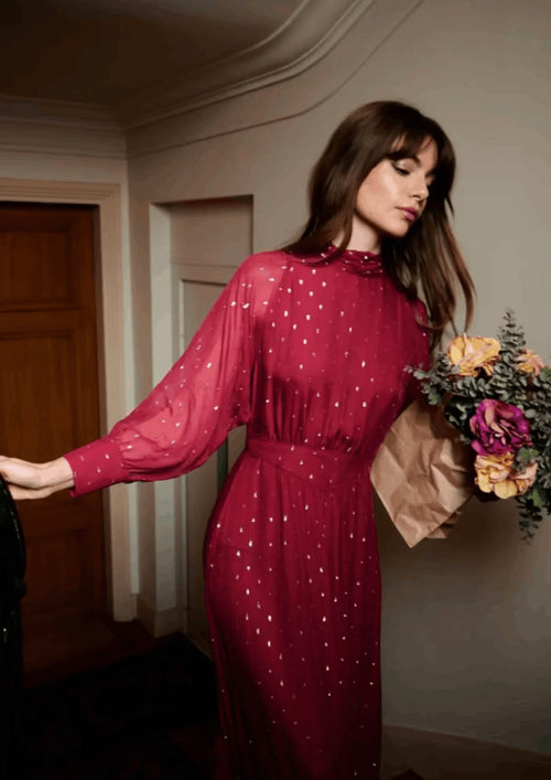 ROMY METALLIC MIDI DRESS