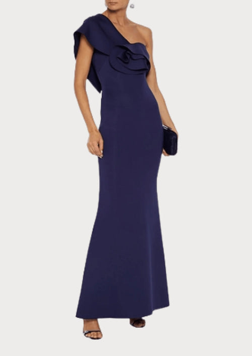 INDIGO ONE-SHOULDER GOWN