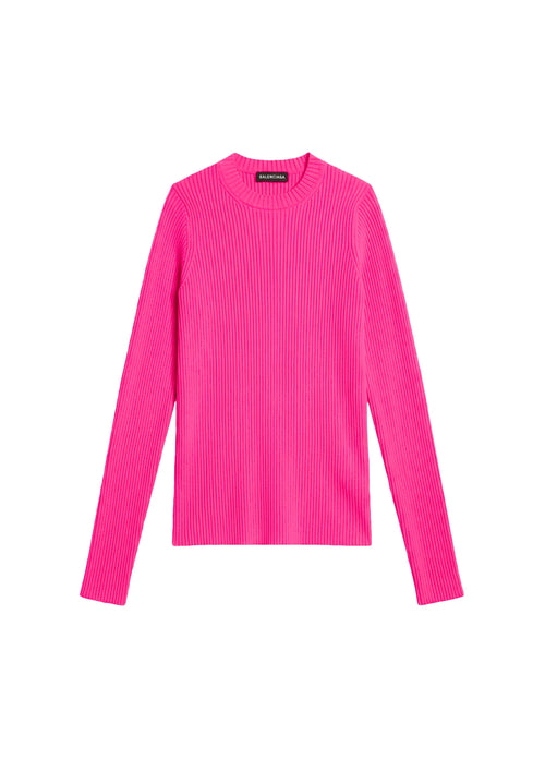 NEON PINK RIBBED SWEATER