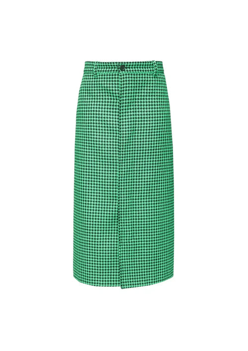HOUNDSTOOTH WOOL PENCIL SKIRT