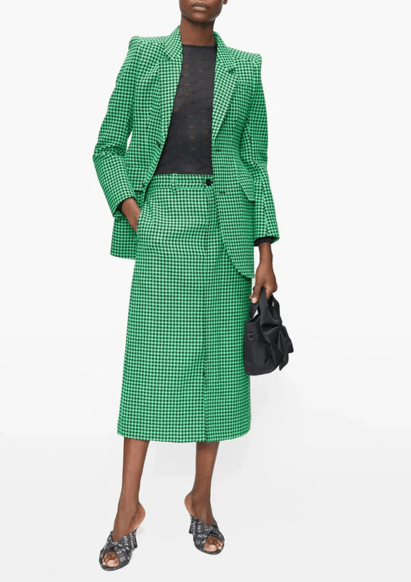 HOUNDSTOOTH WOOL PENCIL SKIRT