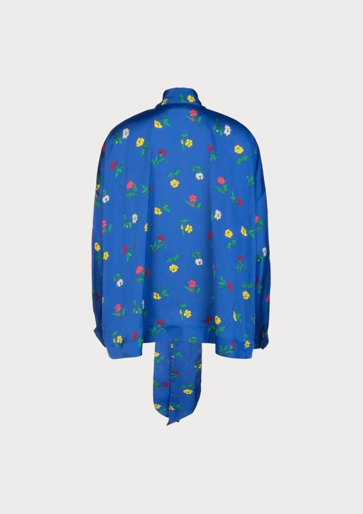 BLAUE BLUSE MIT BLUMENMUSTER