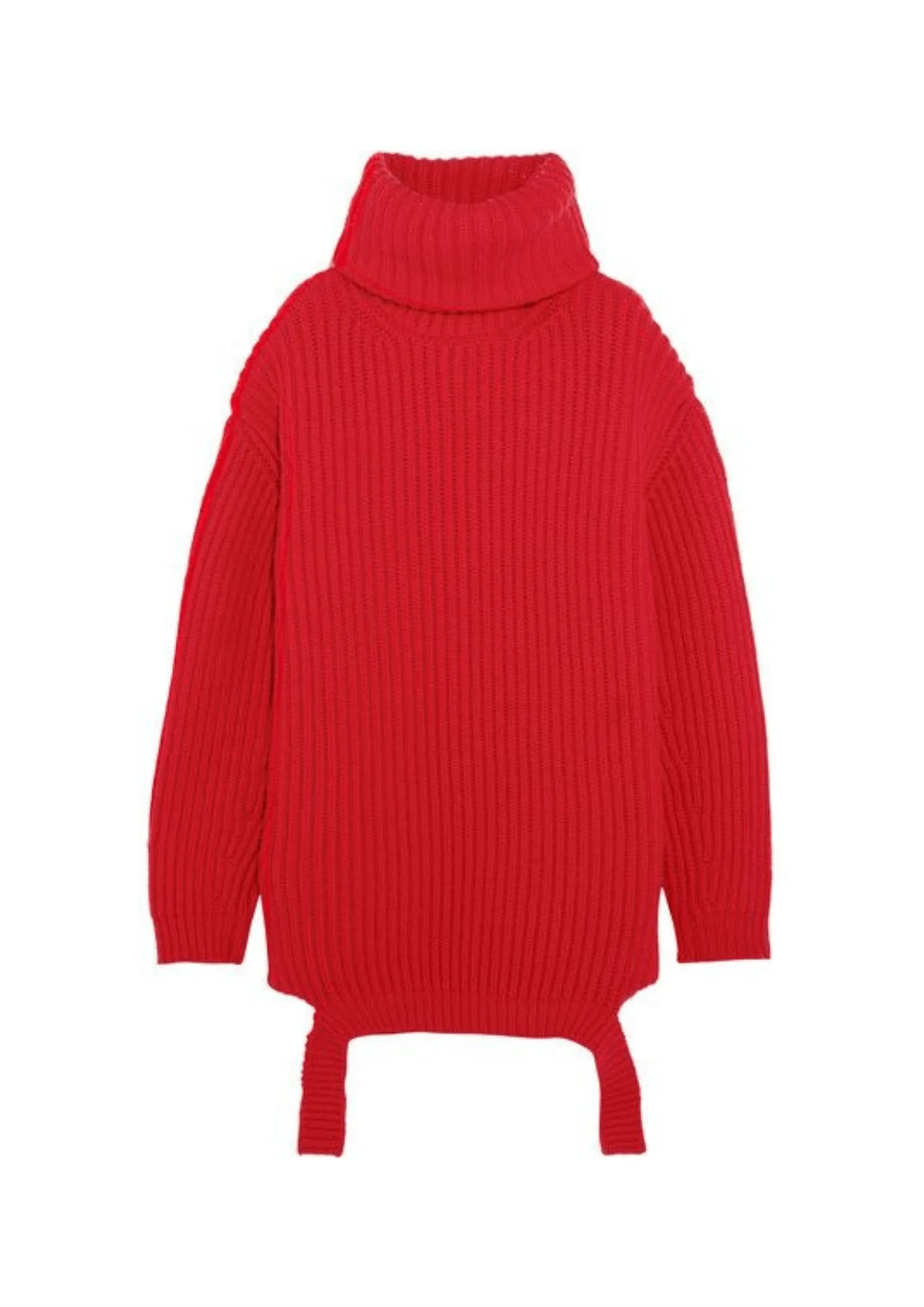 RED TURTLENECK SWEATER DRESS