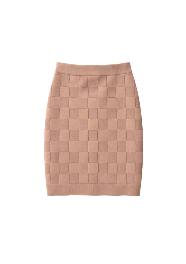 BEIGE CHECKERBOARD SKIRT