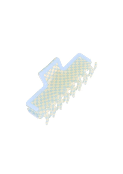 MAXI BARRETTE À CHEVEUX À CARREAUX BLEU