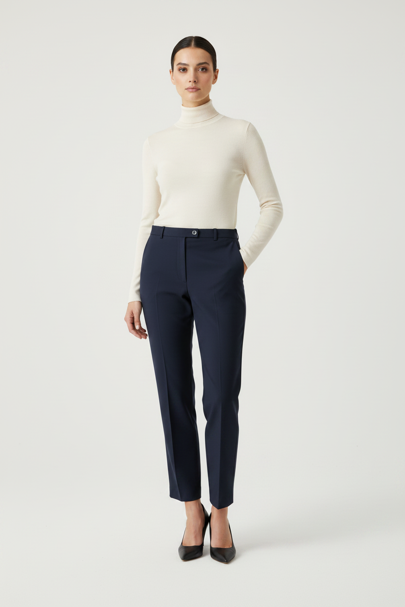 MARINEBLAUE HOSE MIT GERADEM BEIN