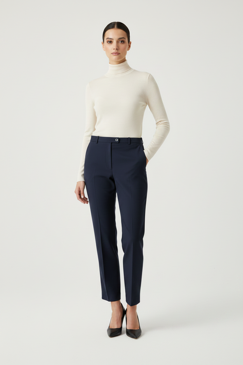 MARINEBLAUE HOSE MIT GERADEM BEIN