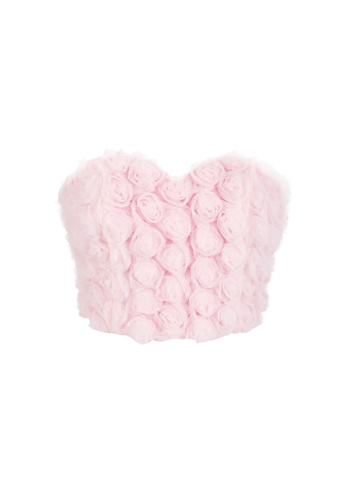 Top rose avec des fleurs en tulle