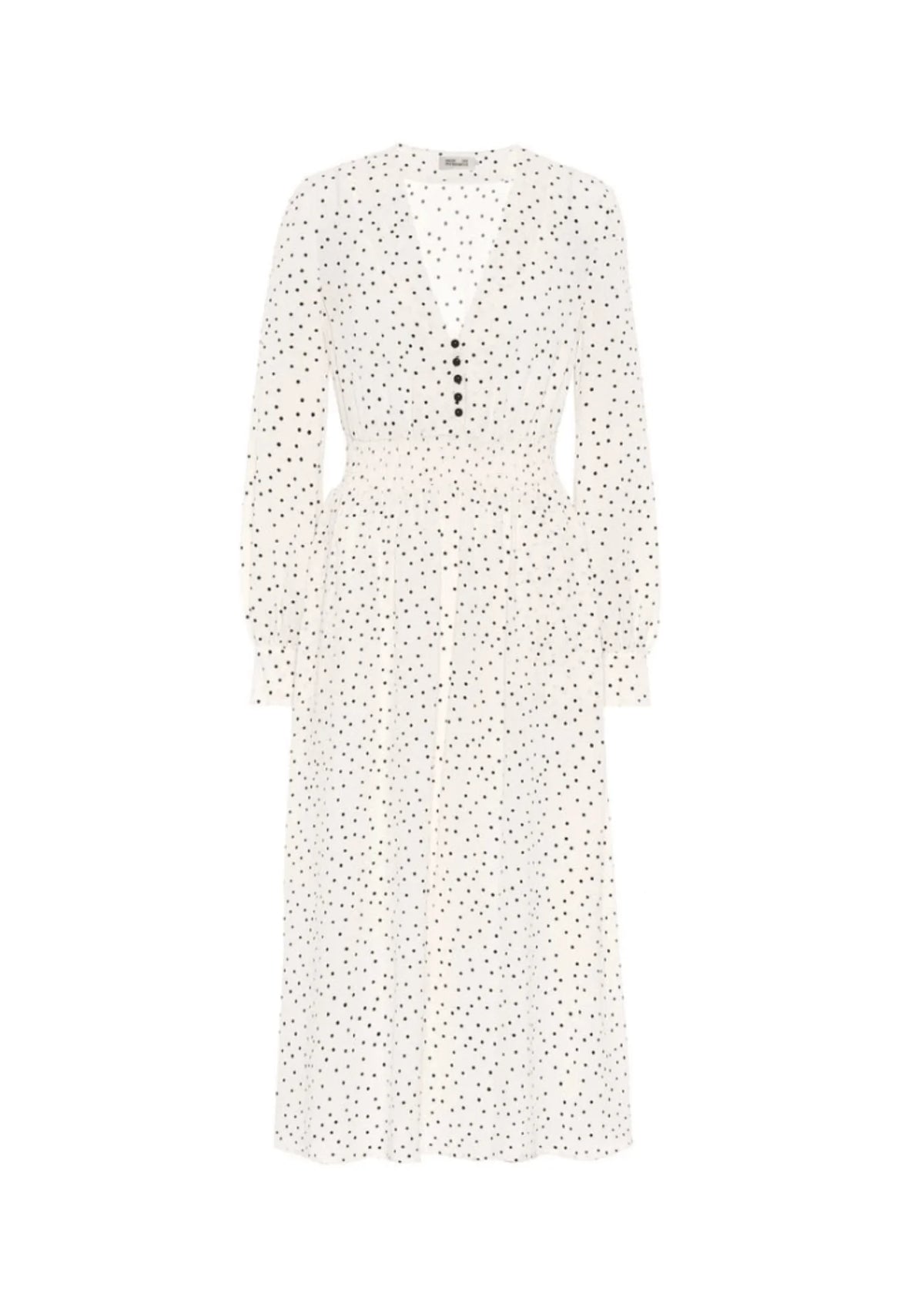 WHITE POLKA-DOT MAXI DRESS