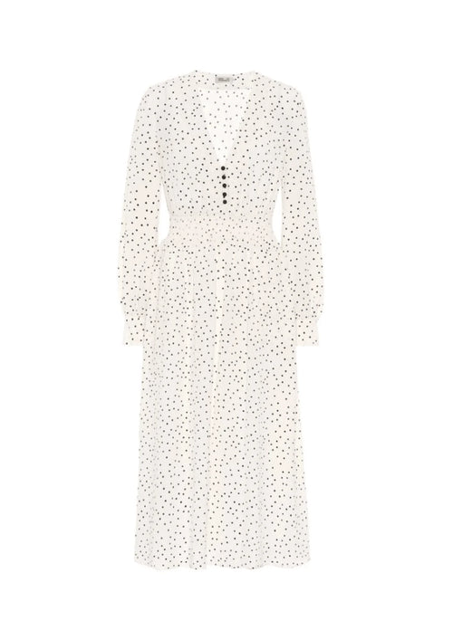 WHITE POLKA-DOT MAXI DRESS