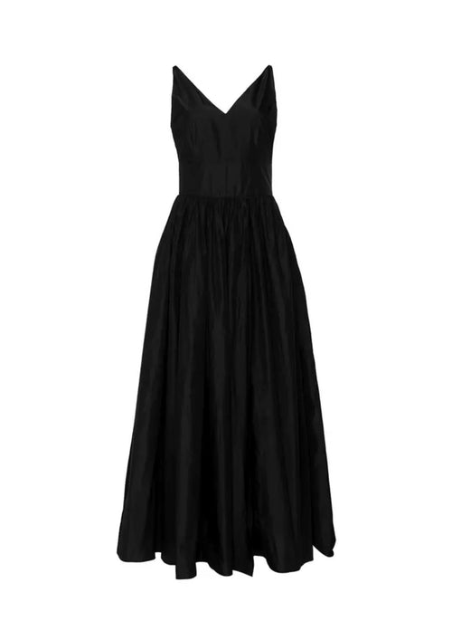 BLACK LONG STRAPLESS DRESS