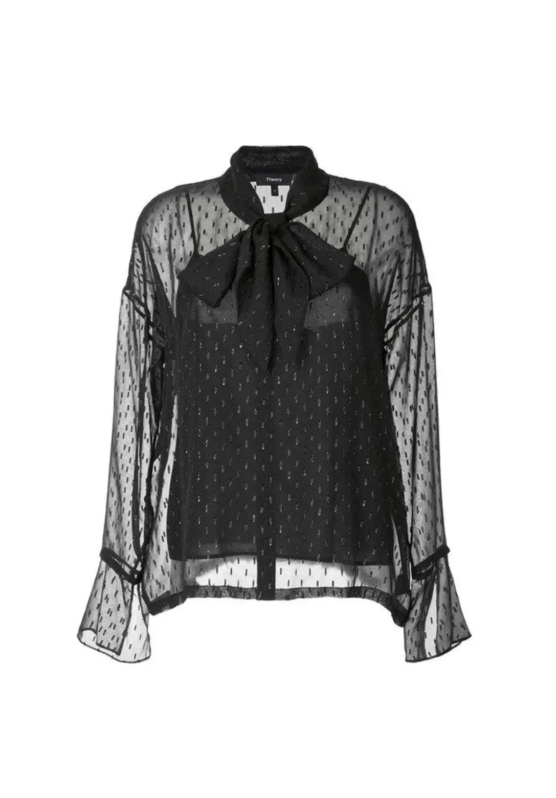 Black metallic silk blouse l Theory