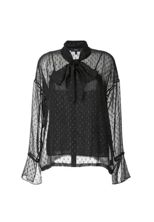 BLACK TRANSPARENT SILK SHIRT