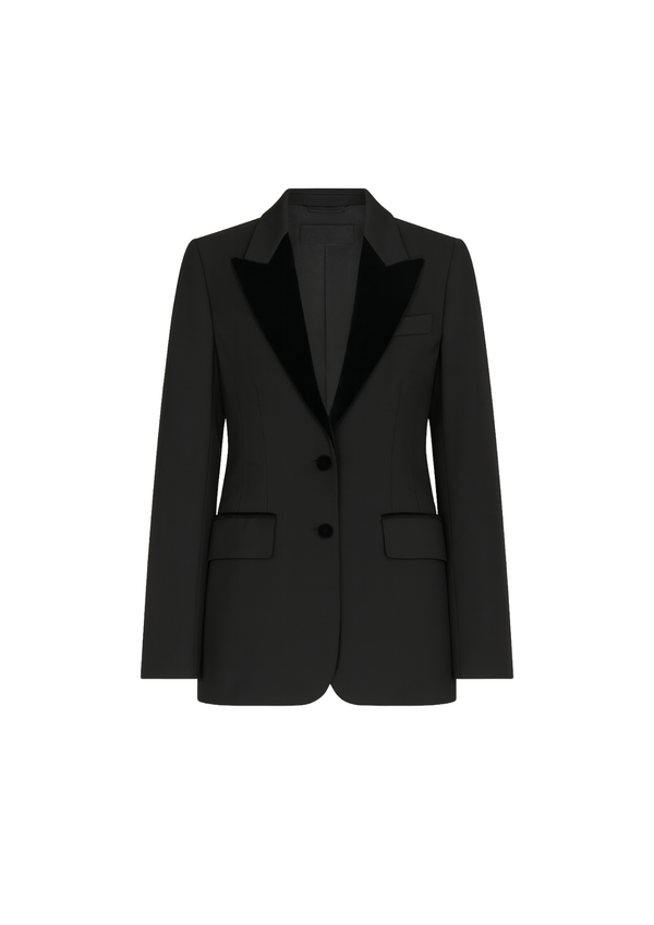 BLAZER NOIR AVEC DÉTAILS EN VELOURS