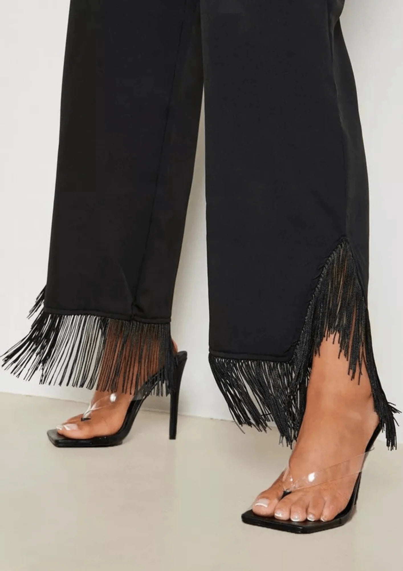 BLACK FRINGED TROUSERS