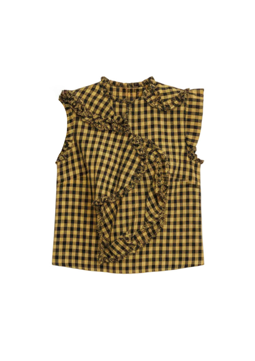 ASYMMETRICAL RUFFLED BLOUSE