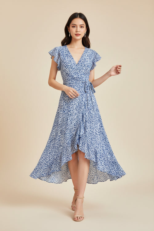 BLUE FLORAL MIDI DRESS