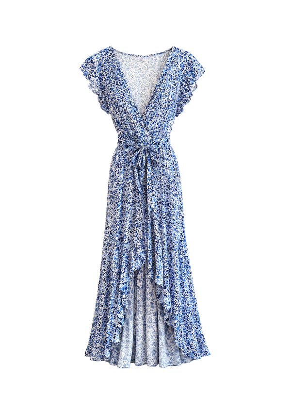 BLUE FLORAL MIDI DRESS