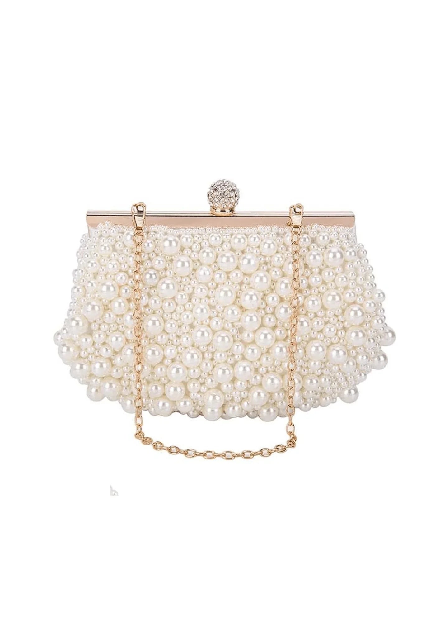 OFF WHITE BEADED CLUTCH