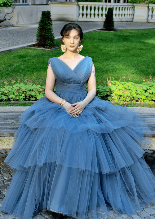 Robe en tulle gris