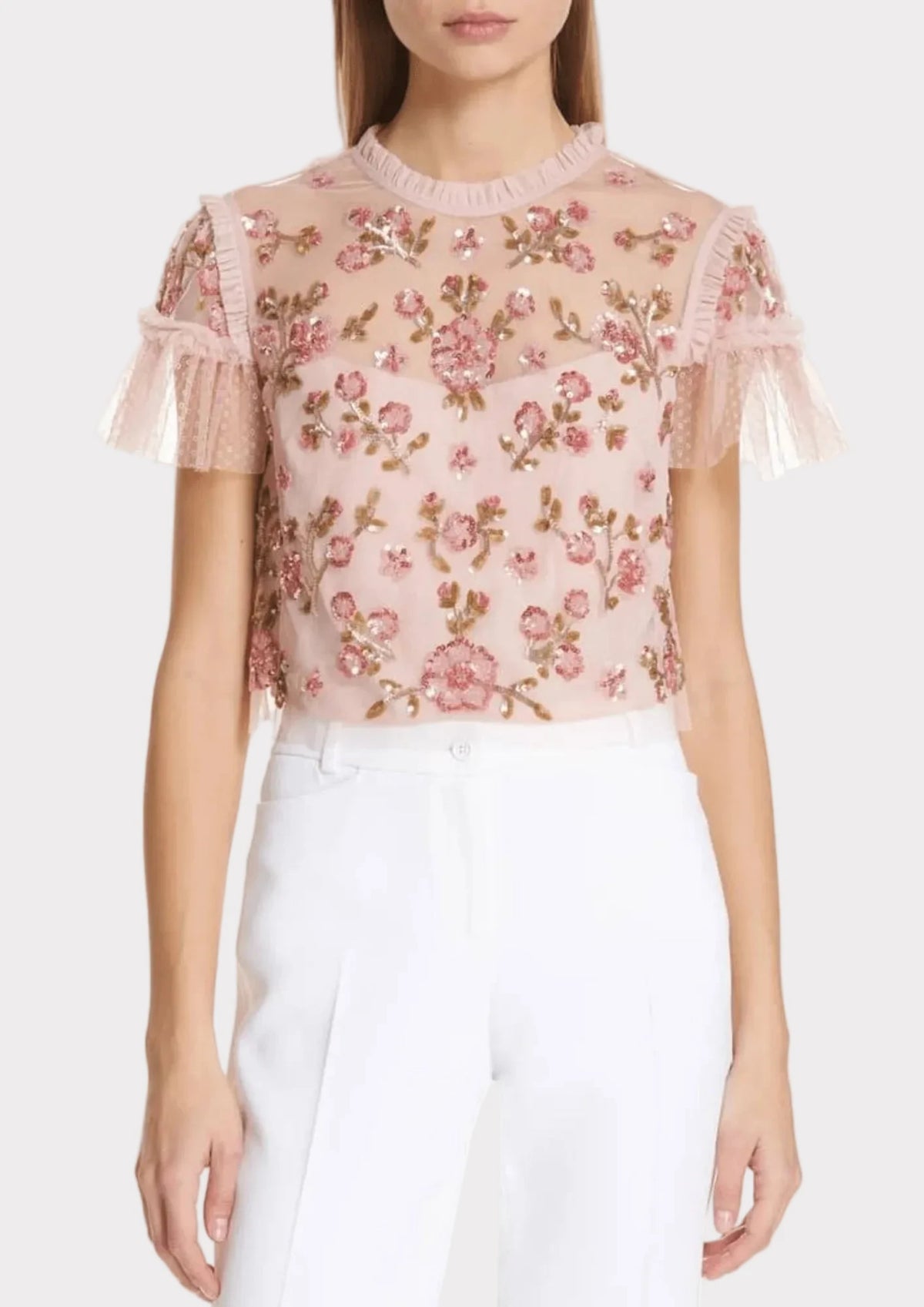 PENELOPE CROP TULLE TOP