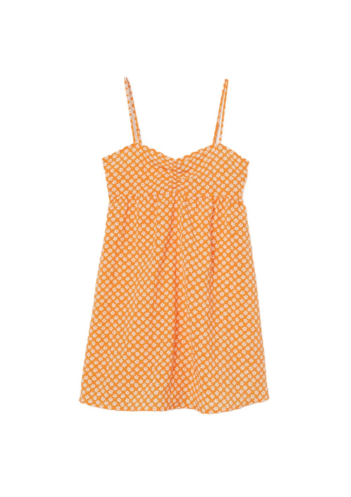 Orangefarbenes Blumen-A-Line-Mini-Kleid